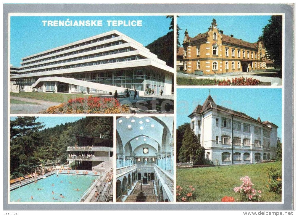Trencianske Teplice - sanatorium Krym - villa Atila - Green Frog swimming pool - Czechoslovakia - Slovakia - used 1988 - JH Postcards