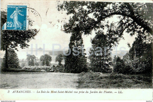 Avranches - La Baie du Mont Saint Michel vue prise du Jardin des Plantes - bay - garden 3 - old postcard - France - used - JH Postcards