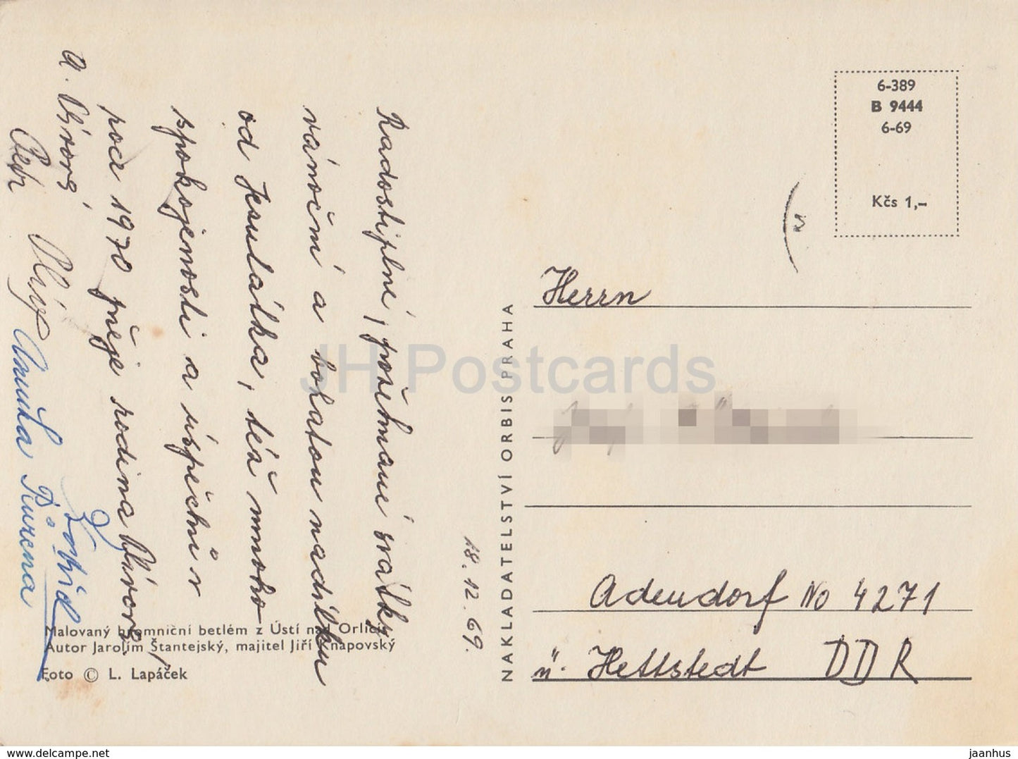 painting with nativity scene in Usti nad Orlici - 1969 - Czechoslovakia - Czech Republic - used