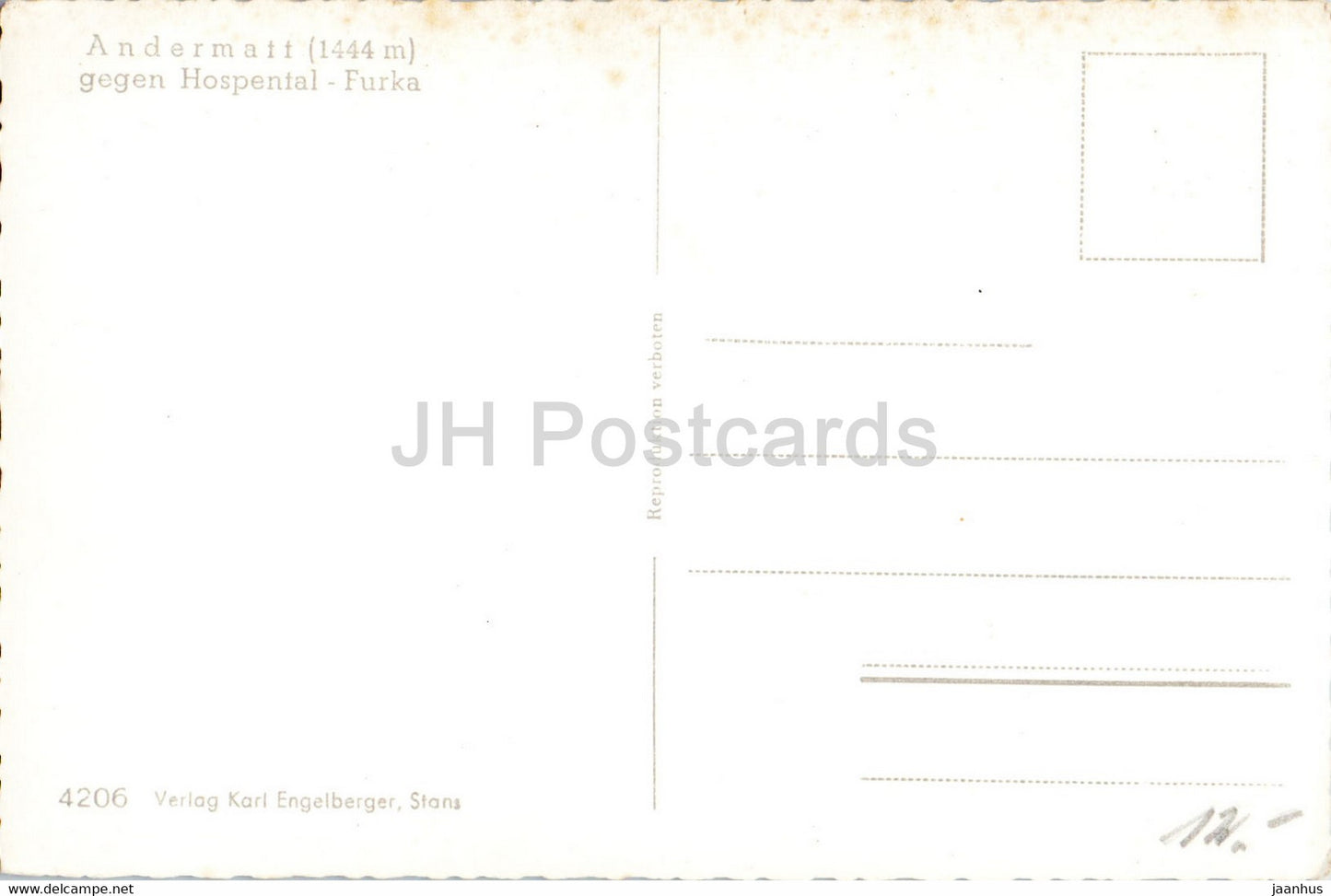 Andermatt gegen Hospental Furka - 4206 - carte postale ancienne - Suisse - inutilisée