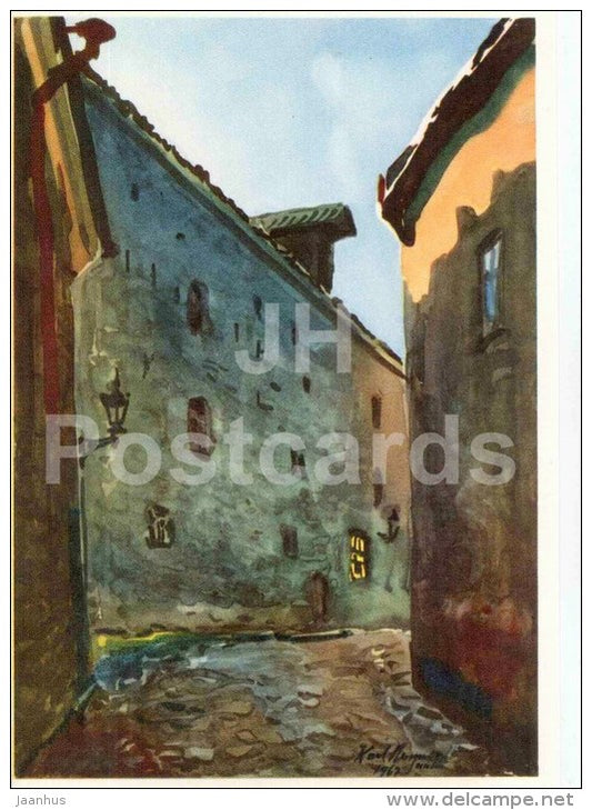 illustration by K. Burman - Aida street - Tallinn - 1968 - Estonia USSR - unused - JH Postcards
