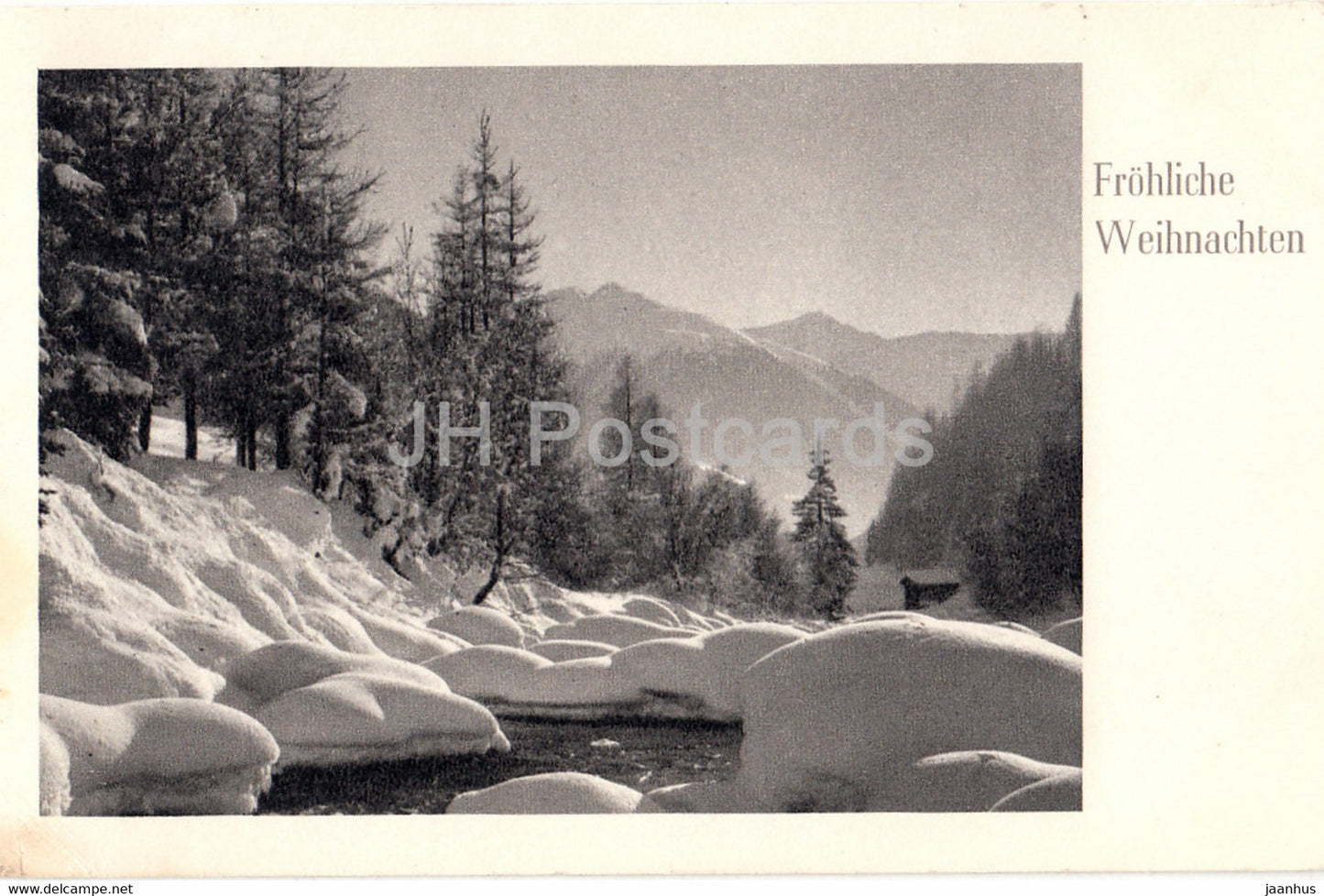 Christmas Greeting Card - Frohliche Weihnachten - winter nature - BRB 1904 - old postcard - 1947 - Germany - used - JH Postcards