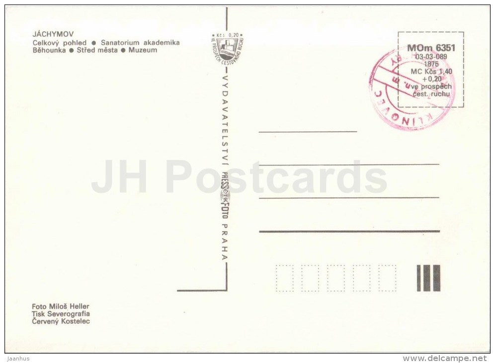 Jachymov - Behounka sanatorium - museum - Czechoslovakia - Czech - unused - JH Postcards