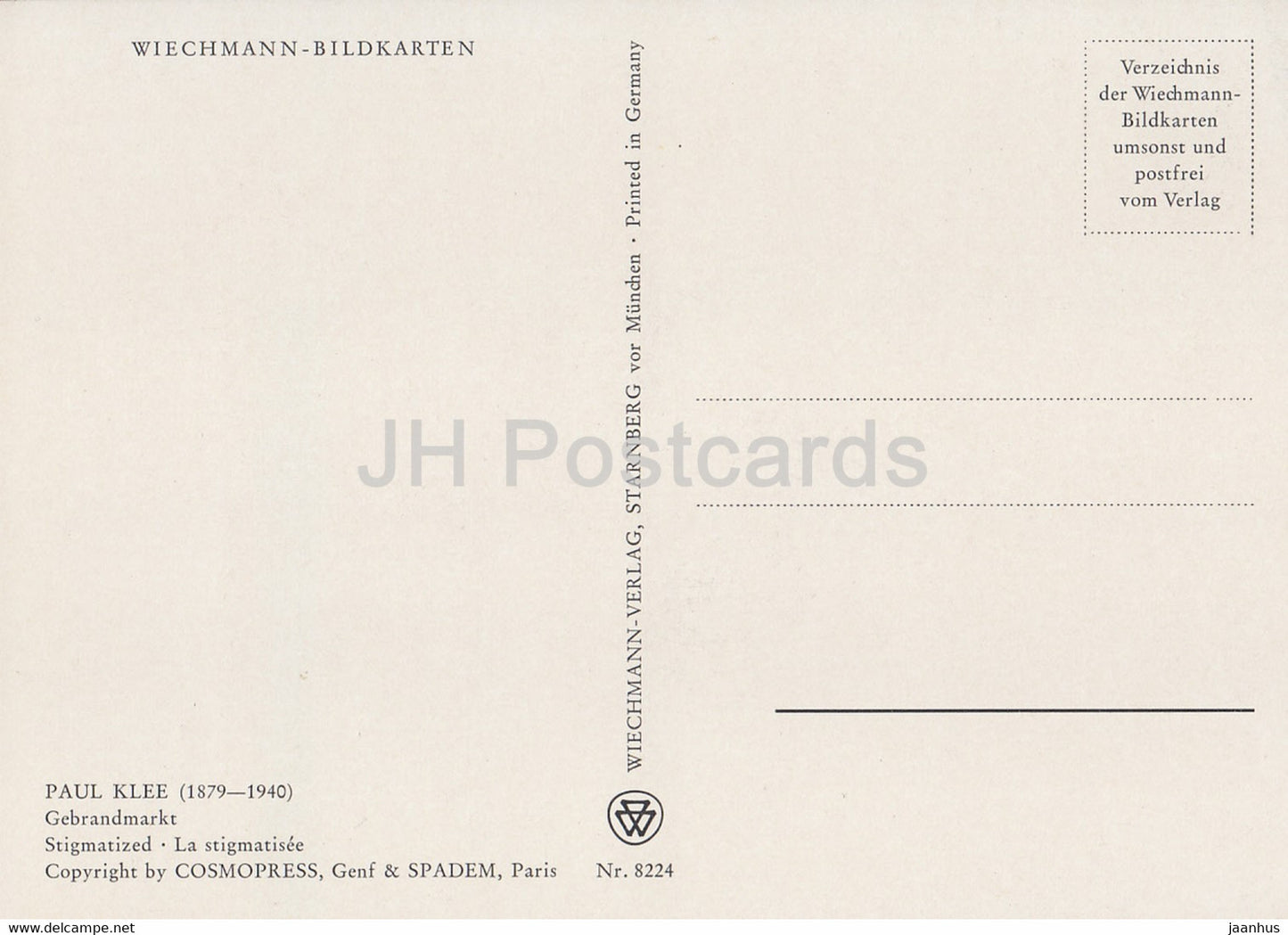Gemälde von Paul Klee – Gebrandmarkt – Stigmatisiert – 8224 – Deutsche Kunst – Deutschland – unbenutzt