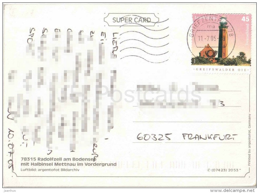 Halbinsel Mettnau - Radolfzell am Bodensee - Germany - 2005 gelaufen - JH Postcards