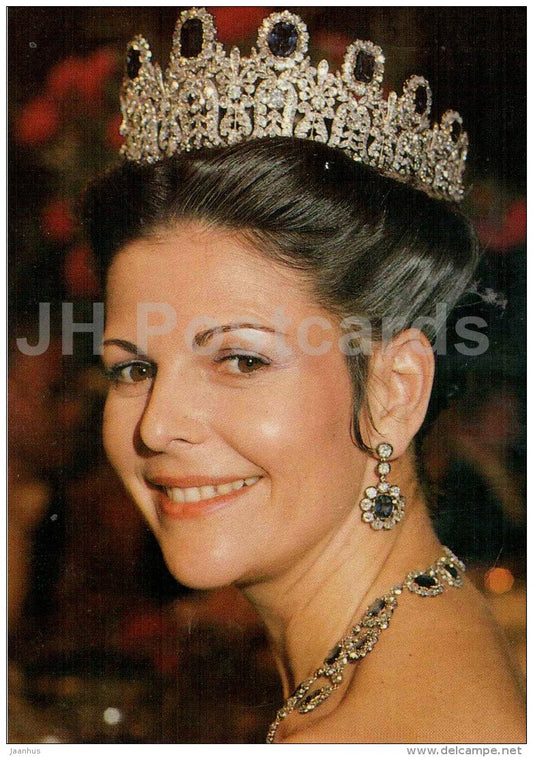 H. M. Queen Silvia - Sweden - unused - JH Postcards