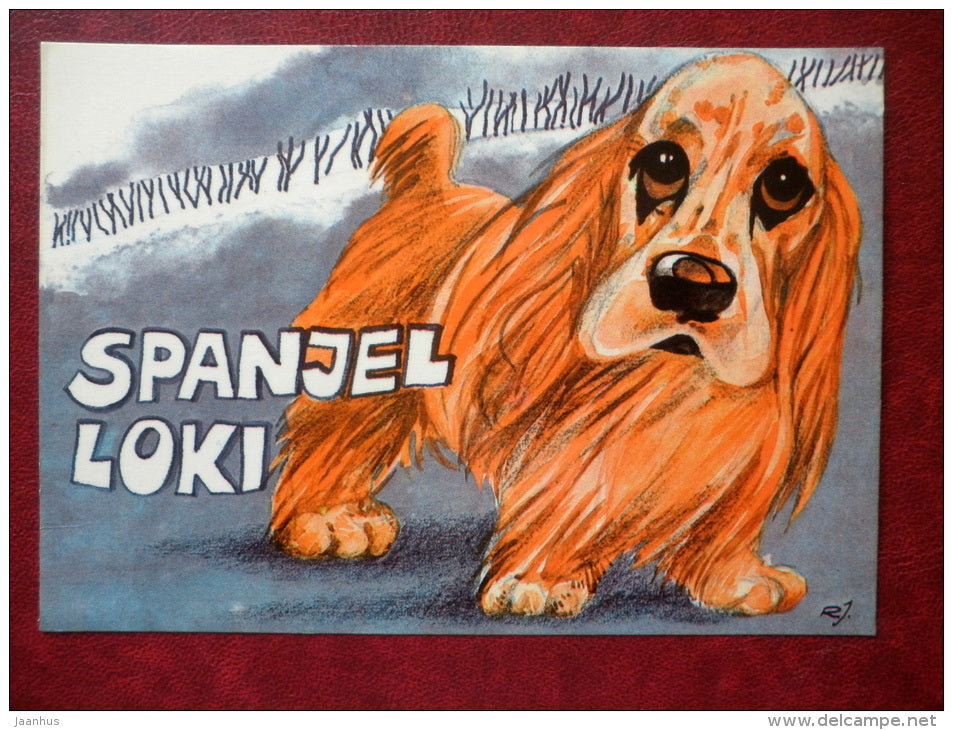 illustration by R. Järvi - spaniel Loki - 1981 - Estonia USSR - unused - JH Postcards