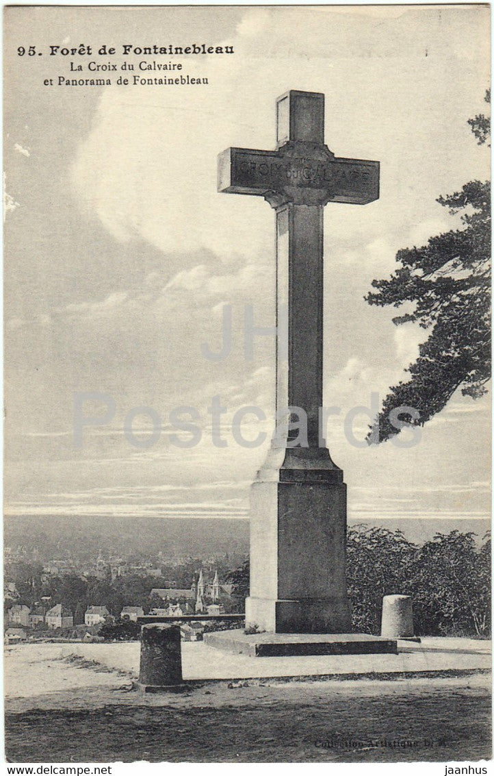 Foret de Fontainebleau - La Croix du Calvaire et Panorama de Fontainebleau - 95 - old postcard - France - unused - JH Postcards