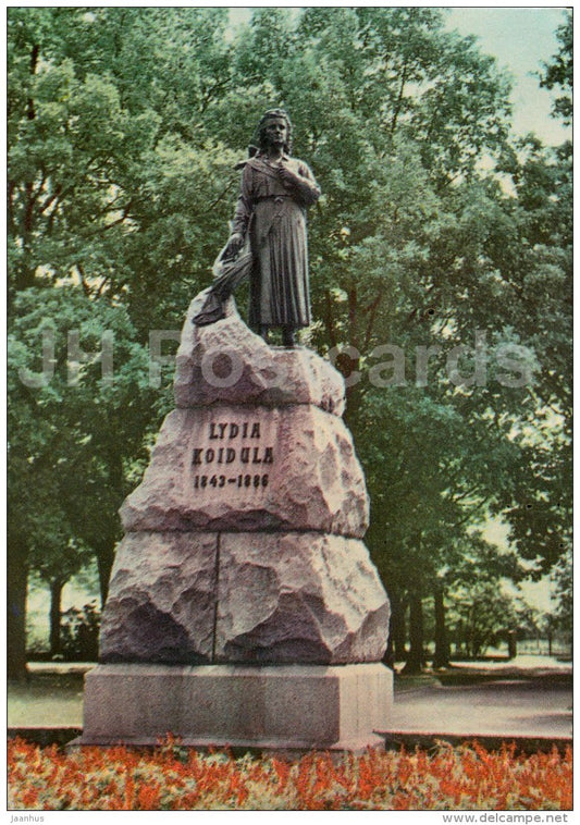 monument to Estonian poet L. Koidula - Pärnu - 1965 - Estonia USSR - unused - JH Postcards