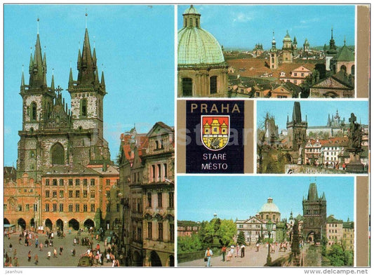 Stare Mesto - Charles Bridge - Old Town - Tyn Church - Praha - Prague - Czechoslovakia - Czech - unused - JH Postcards