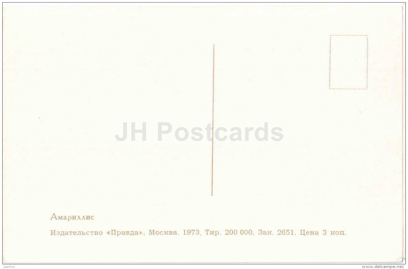 Amaryllis - flowers - 1973 - Russia USSR - unused - JH Postcards