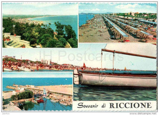beach - spiaggia - Souvenir di Riccione - Rimini - Emilia-Romagna - 48 - Italia - Italy - used - JH Postcards