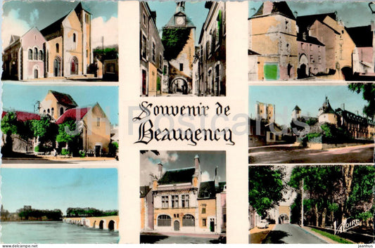 Souvenir de Beaugency - Eglise Notre Dame - Tour de l'Horloge - Chateau Dunois - Tour de Cesar - 1964 - France - used - JH Postcards