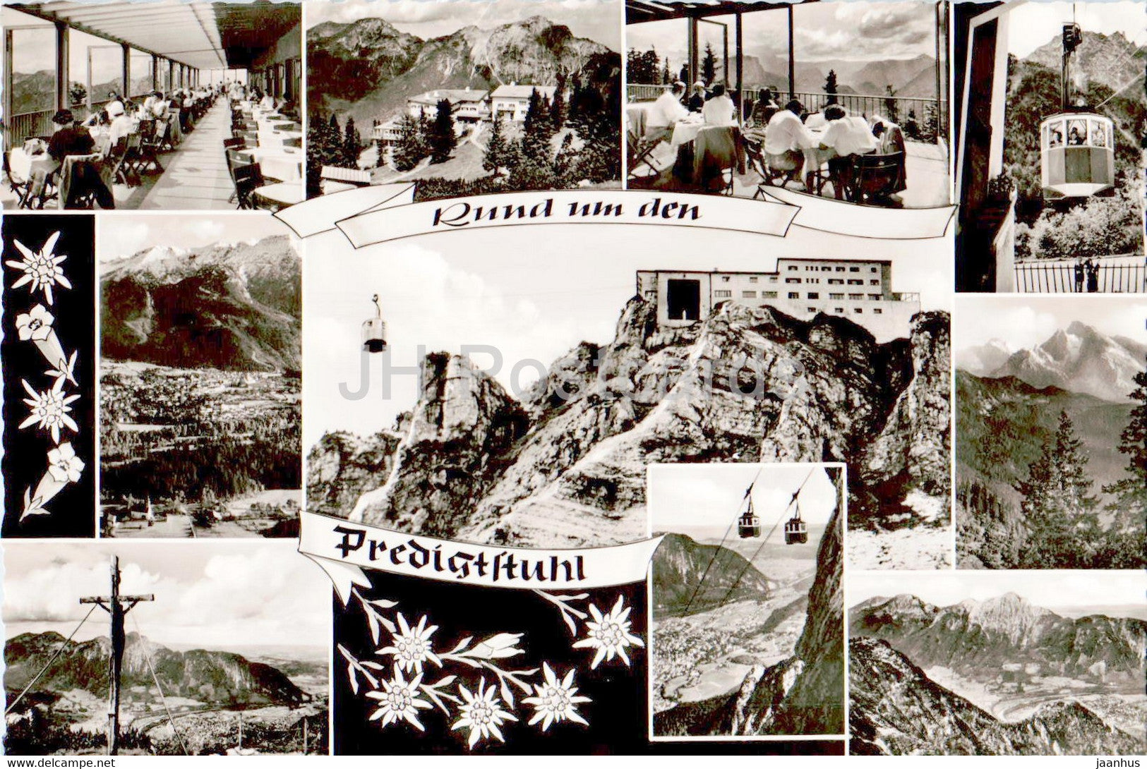 Rund um den Predigtstuhl - cable car - old postcard - Germany - unused - JH Postcards