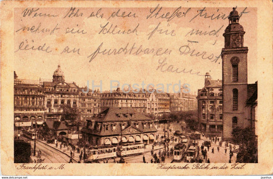 Frankfurt a M - Hauptwache - Blick in die Zeil - tram - old postcard - Germany - used - JH Postcards
