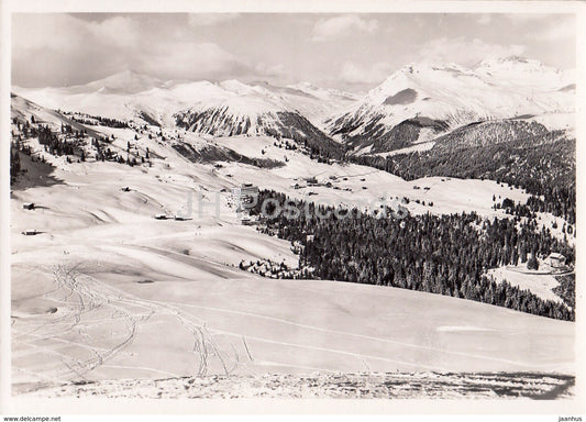 Arosa - Tschuggenabfahrt mit Pratschli un Maran - ski resort - 1447 - Switzerland - old postcard - unused - JH Postcards