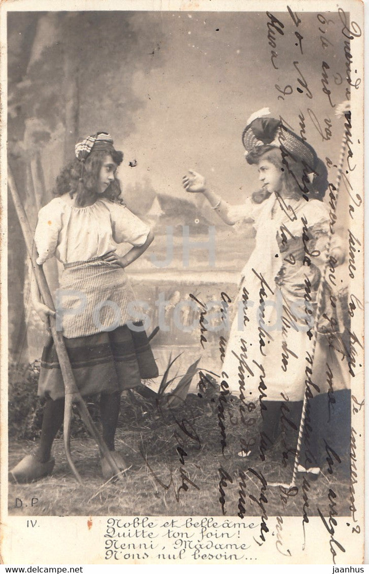Noble et belleame - girls - children - DP IV - old postcard - France - used - JH Postcards