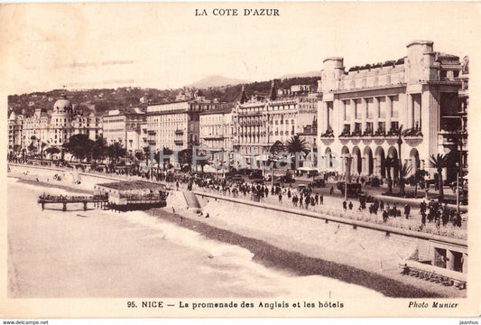 Nice - La promenade des Anglais et les hotels - 95 - old postcard - 1935 - France - used - JH Postcards