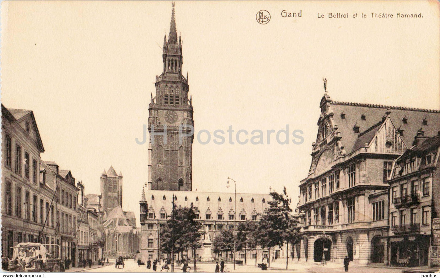 Gent - Gand - Le Beffroi et le Theatre Flamand - old postcard - Belgium - unused - JH Postcards