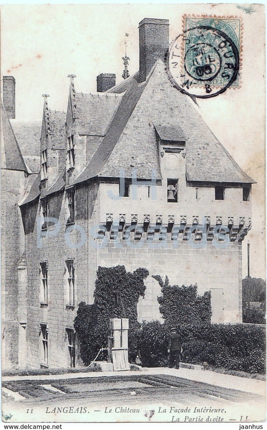 Langeais - Le Chateau - La Facade Interieure - La Partie droite - castle - 11 - old postcard - 1905 - France - used - JH Postcards