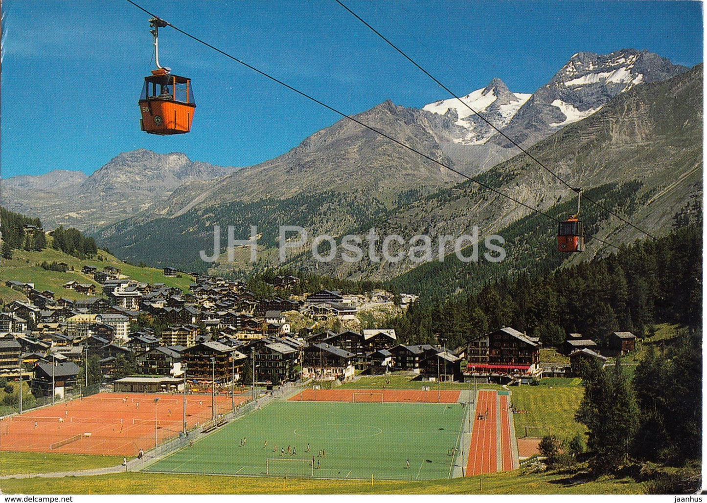 Saas Fee 1800 m - Fletschhorn - Lagginhorn - Wallis - football - tennis court - sport - 1988 - Switzerland - used - JH Postcards