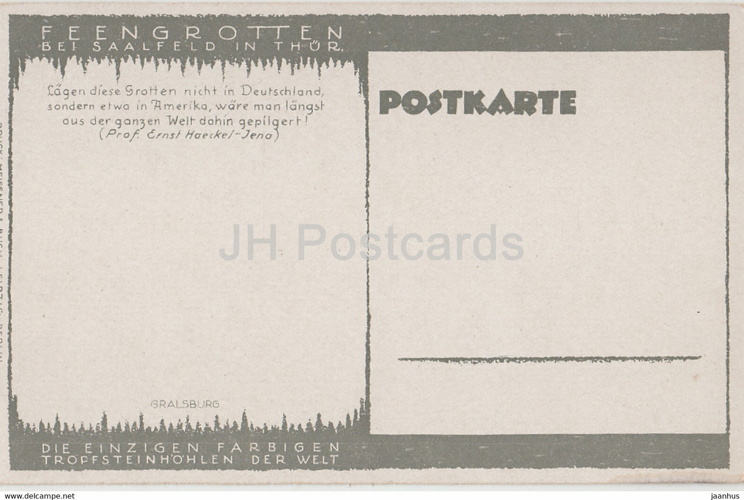 Feengrotten bei Saalfeld in Thur - Gralsburg - Höhle - alte Postkarte - Deutschland - unbenutzt