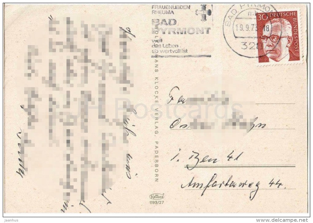 Weltbad Pyrmont - 1193/27 - Germany - 1973 gelaufen - JH Postcards