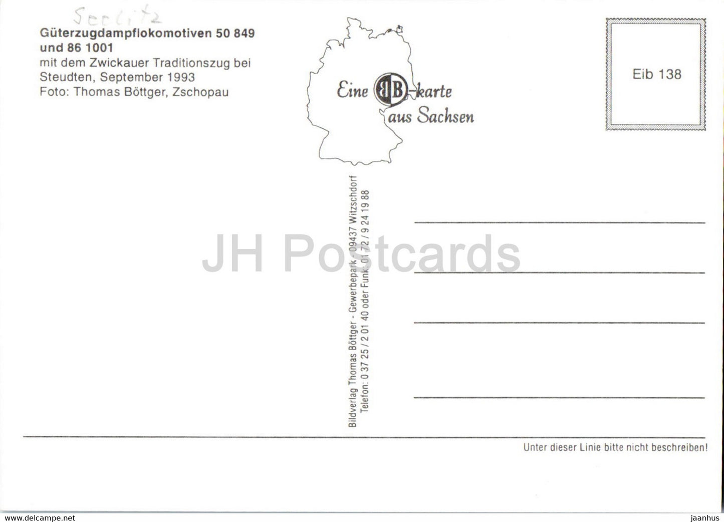 Guterzugdampflokomotiven 50849 und 861001 - Zwickauer Traditionszug - train - railway - locomotive - Germany - unused