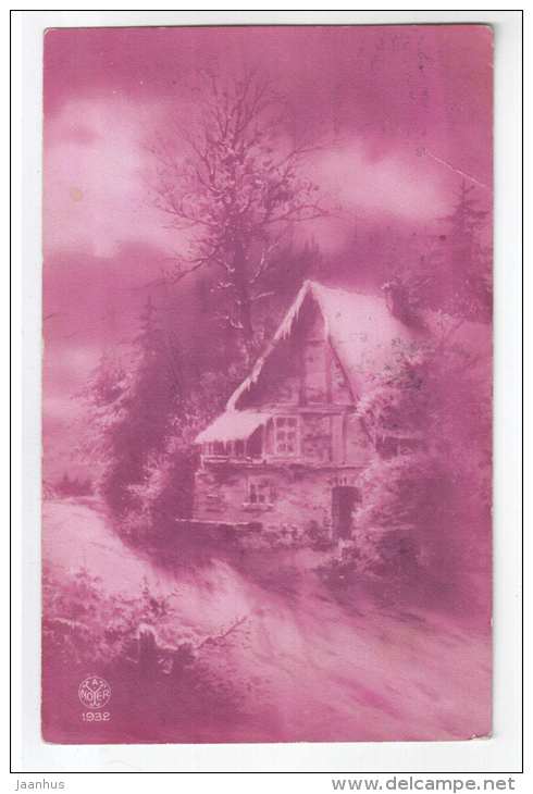 winter - house - NOYER 1932 - old postcard - circulated in Estonia 1929 , Tallinn - used - JH Postcards