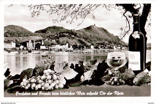 Konigswinter am Rhein - wine - Frohsinn und Freude kostlichen Wein schenkt dir der Rhein - Germany - unused - JH Postcards