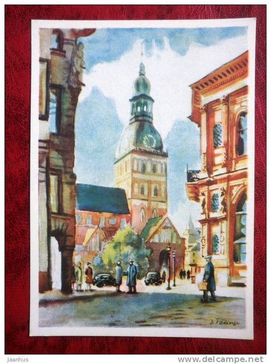 Painting by Z. Talberga - 17 June Square in Riga - latvian art - unused - JH Postcards