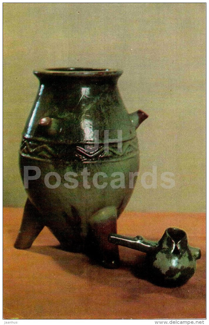 Wine vessel and Dipper by E. Megrelishvili - Stamping and Ceramics of Georgia - 1968 - Georgia USSR - unused - JH Postcards