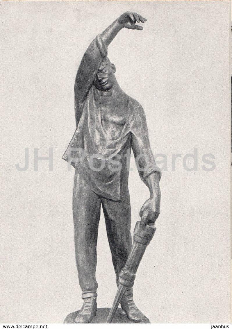 sculpture by B. Kucs - Tired Miner - 1 - Hungarian art - 1959 - Russia USSR - unused - JH Postcards