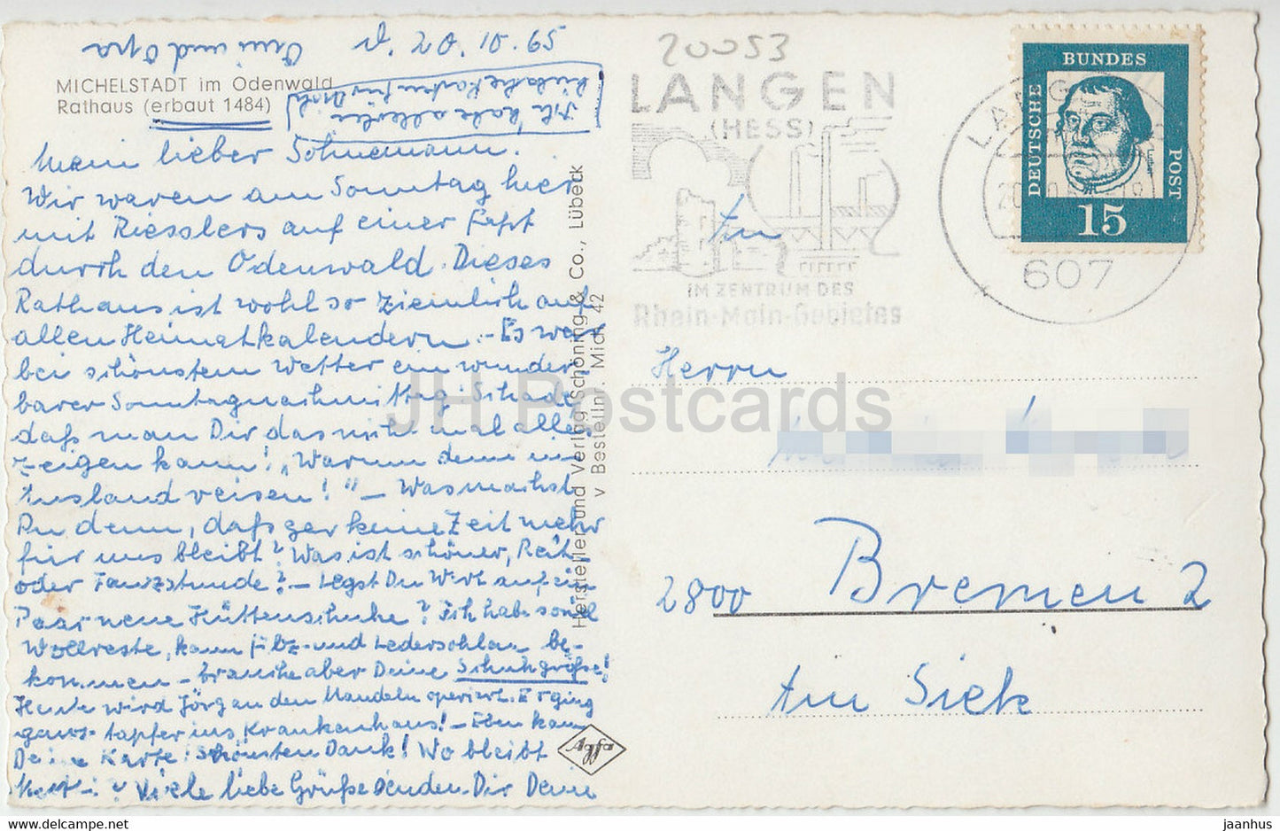 Michelstadt im Odenwald - Rathaus - 1965 - Deutschland - gebraucht