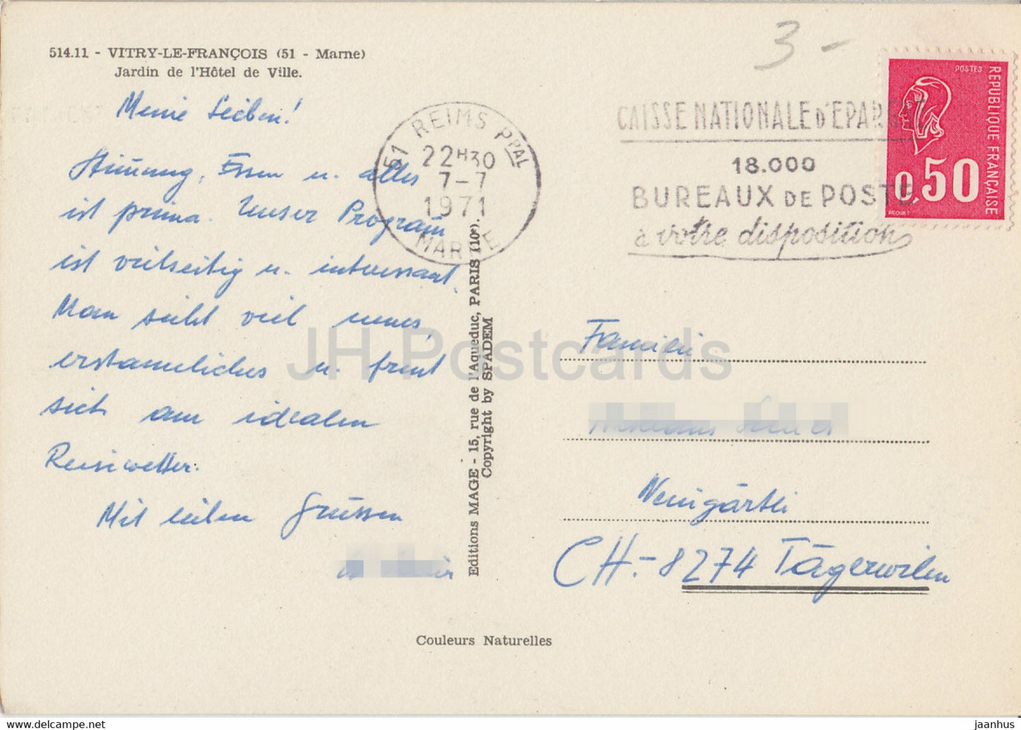Vitry Le Francois - Jardin de l'Hotel de Ville - garden - 1971 - France - used