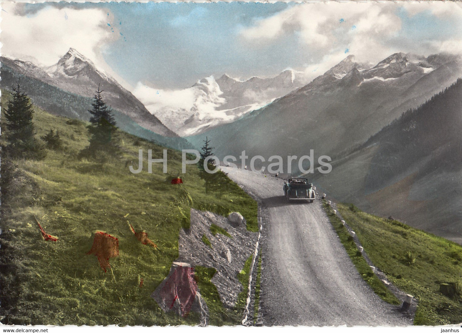 Gerlosstrasse g d Reichenspitzgruppe - old car - Austria - unused - JH Postcards