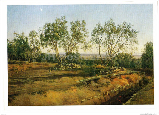painting by A. Ivanov - Cemetery in Albano , 1840s - Russian art - 1984 - Russia USSR - unused - JH Postcards