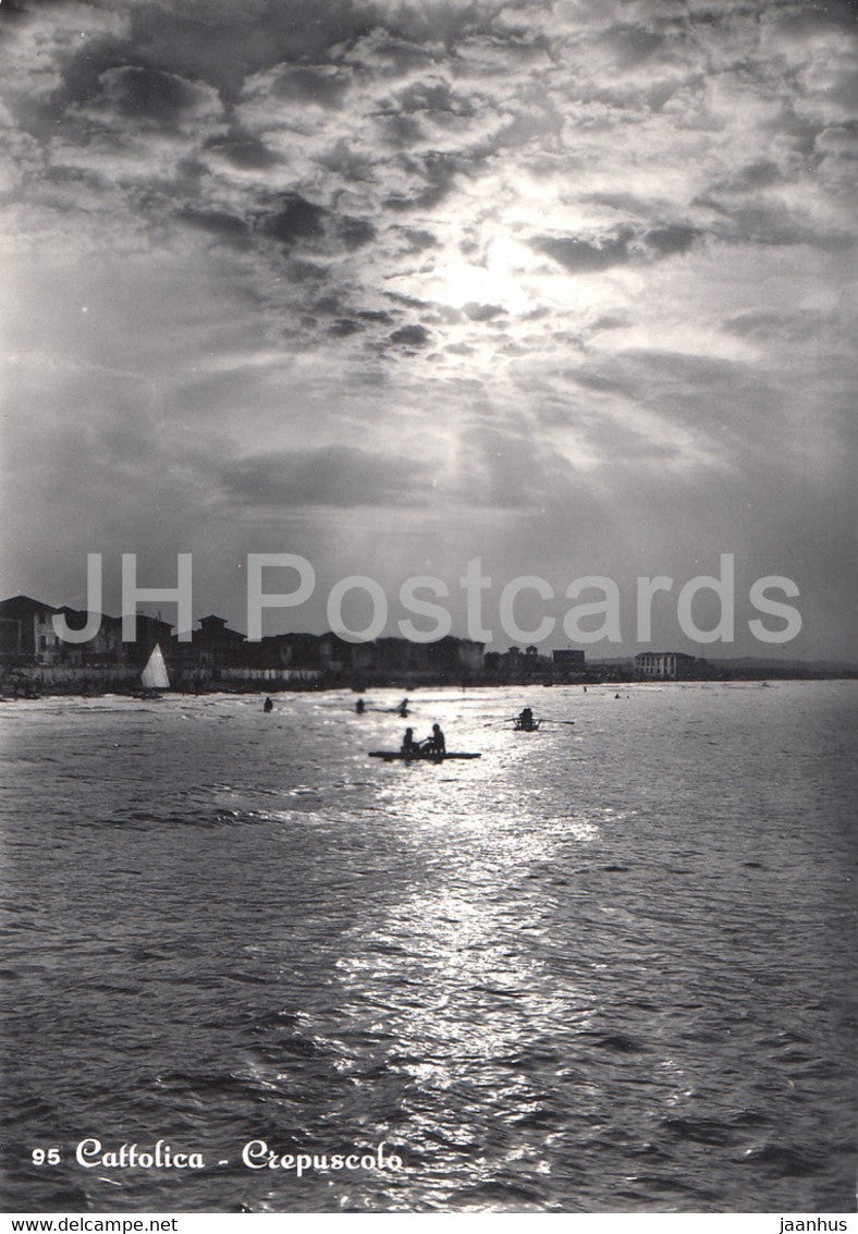 Cattolica - Crepuscolo - Twilight - hotel Royal seal - 95 - old postcard - 1953 - Italy - used - JH Postcards