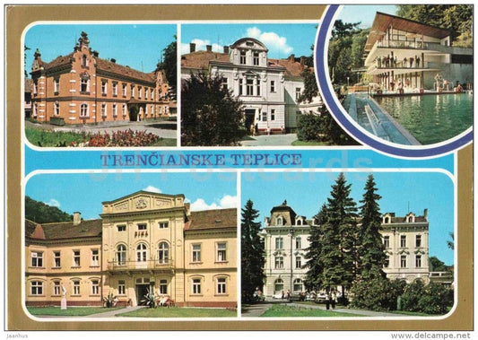 Trencianske Teplice - spa house Sina and Vlara - villa Atila - spa policlinic - Czechoslovakia - Slovakia - used 1986 - JH Postcards