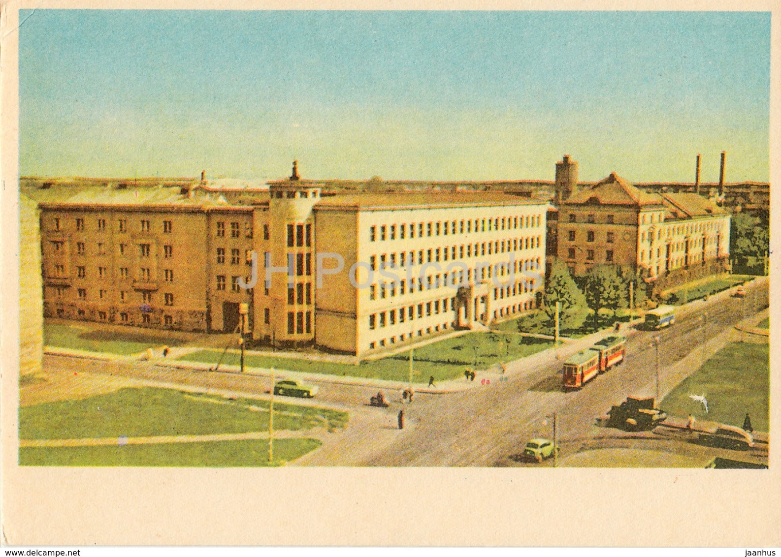 Tallinn - View at Pärnu road from Tonismagi - tram - technical school - 1960 - Estonia USSR - unused - JH Postcards