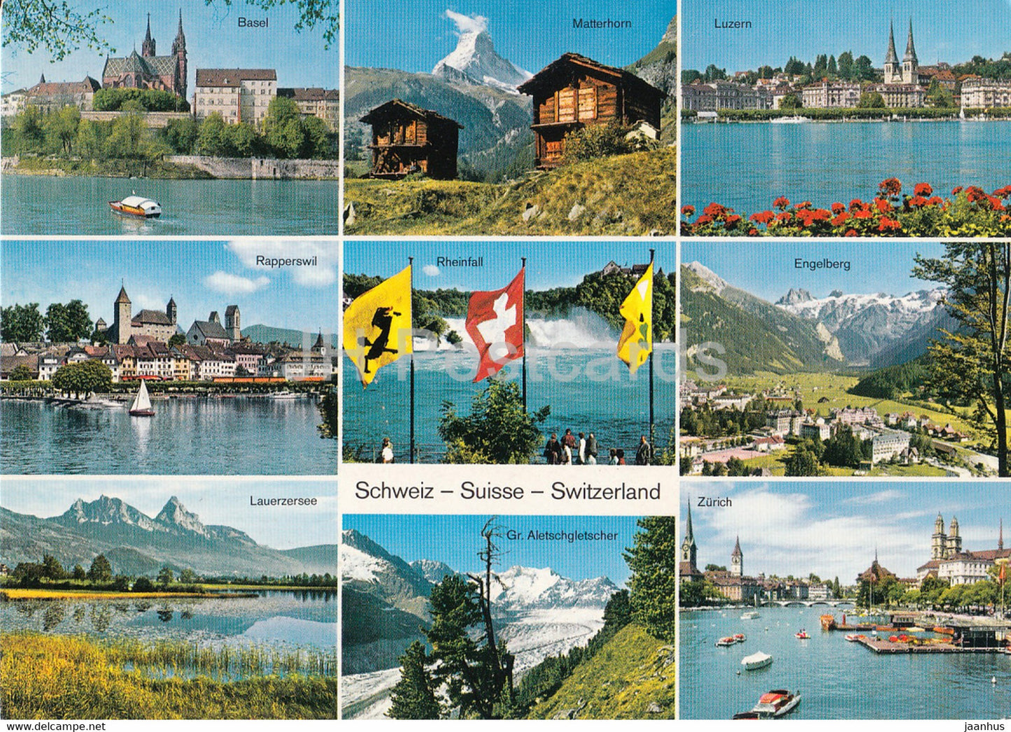 Scweiz - Suisse - Basel - Matterhorn - Luzern - Rapperswil - Rheinfall - multiview - 16651 - Switzerland - unused - JH Postcards