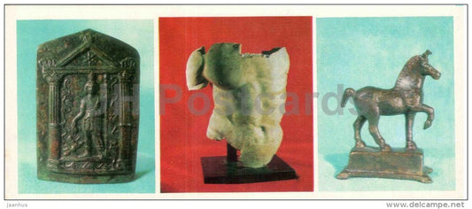 Dionysos - torso of athlete - bronze statue horse  Chersonesos - archaeology site reserve - 1984 - Ukraine USSR - unused - JH Postcards
