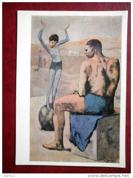 painting by P. Picasso - Girl on the Ball , 1904 - spanish art - unused - JH Postcards