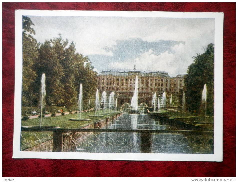 Petrodvorets - view of the fountain alley - fountains - 1955 - Russia - USSR - unused - JH Postcards