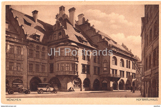 Munchen - Hofbrauhaus - old car - Munich - 152 - old postcard - Germany - unused - JH Postcards