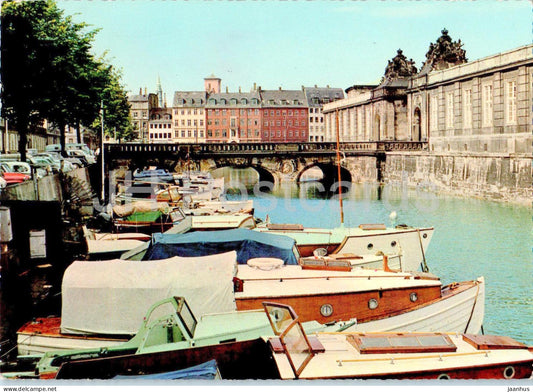 Copenhagen - Kobenhavn - Frederiksholms Kanal med Marmorbroen - Frederiksholm canal - boat - 1969 - Denmark - used - JH Postcards