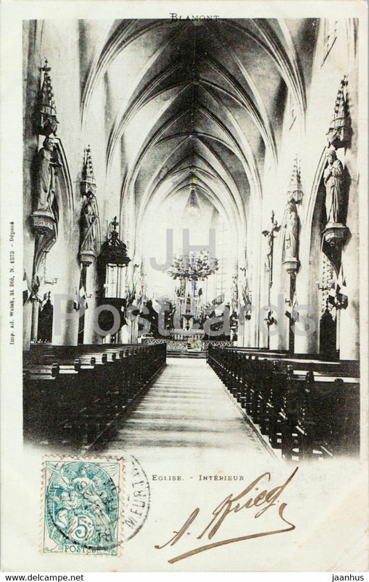 Nancy - Eglise - Inerieur - church - old postcard - France - used - JH Postcards