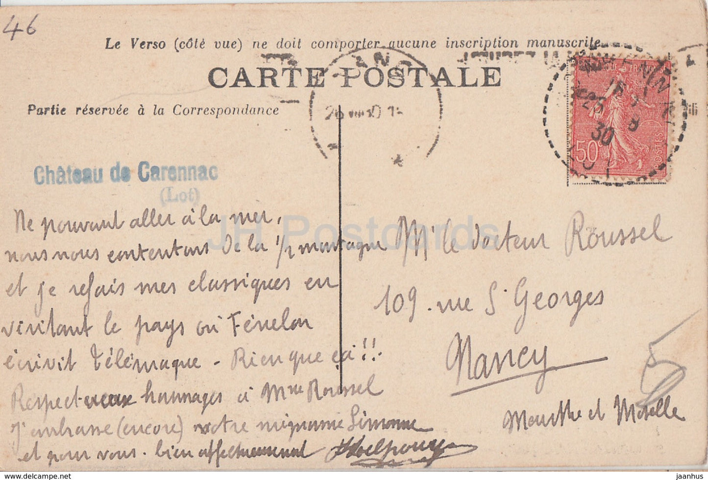 Carennac - Le Chateau - Schloss - 9 - alte Postkarte - 1930 - Frankreich - gebraucht