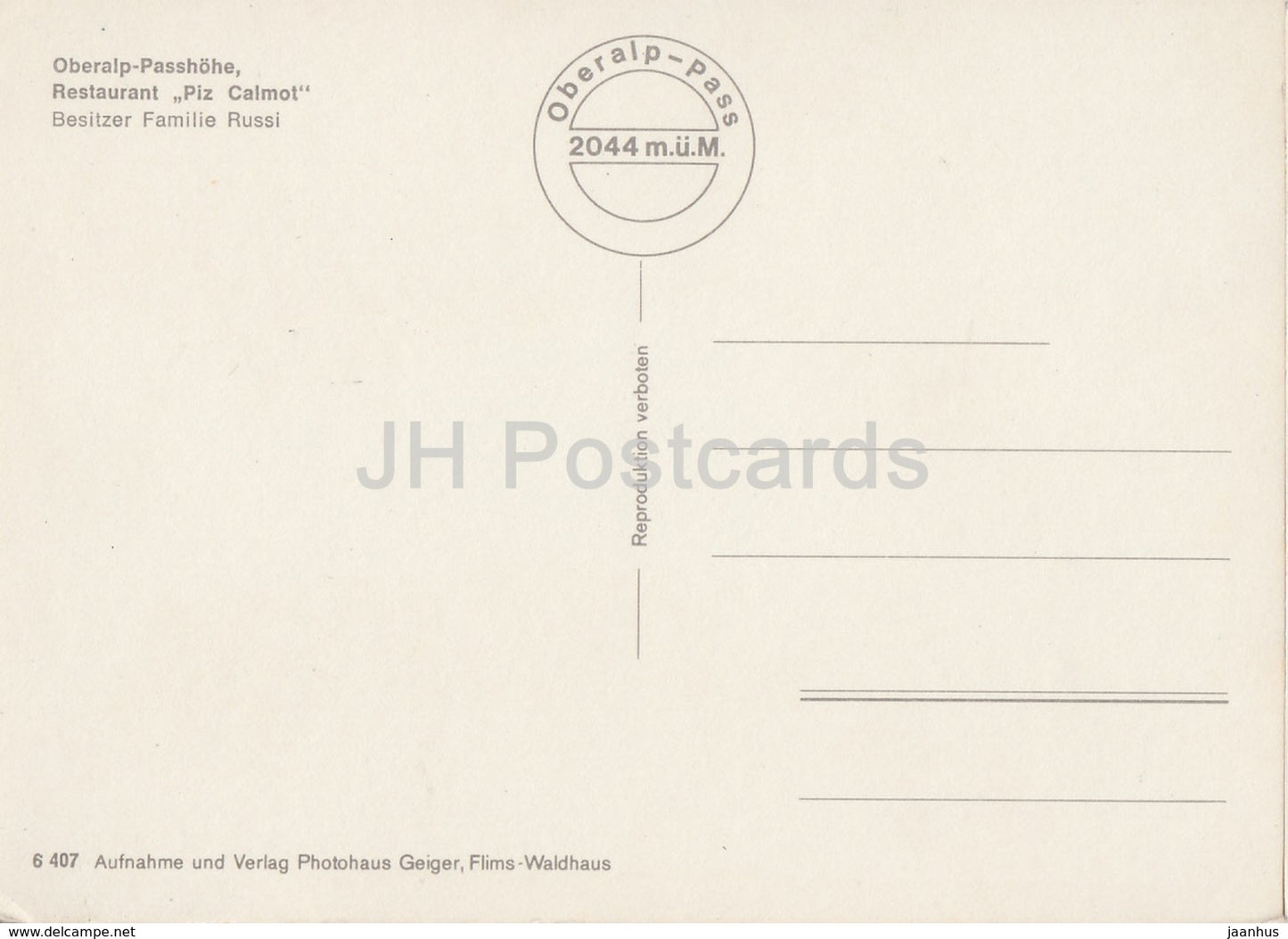 Oberalp Passhohe - restaurant Piz Calmot - ski resort - 3836 - Switzerland - unused