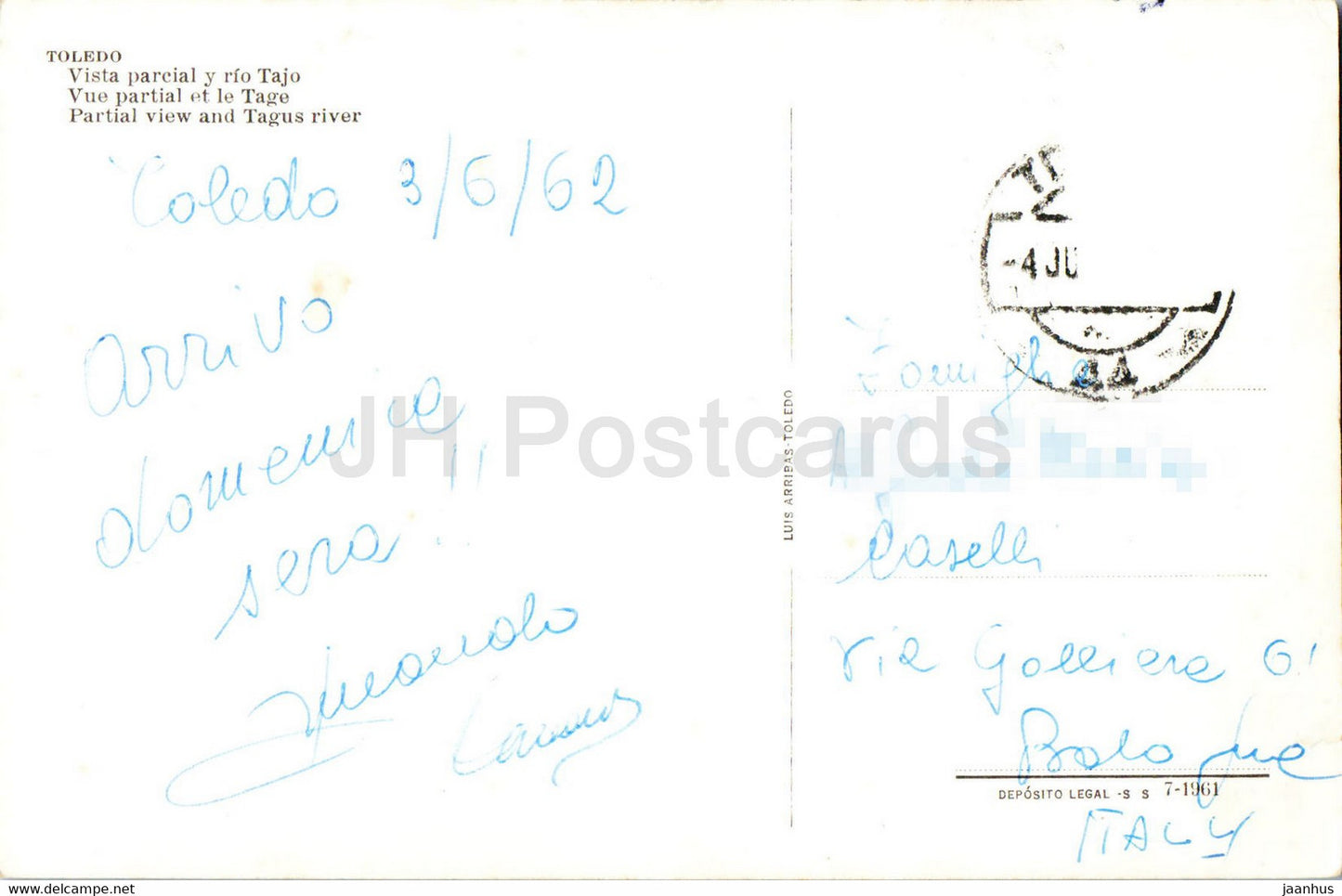 Toledo - Vista parcial y rio Tajo - Aussicht - Fluss Tejo - Tiere - Esel - 1962 - Spanien - gebraucht